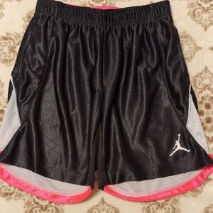 Jordan Black and Pink Athletic Shorts with Elastic Waistband
